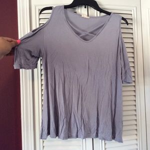 Cold Shoulder, Cross Neck Shirt